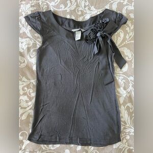 H&M Women's Top with Flower, Size:XS Grey 100% Viscose